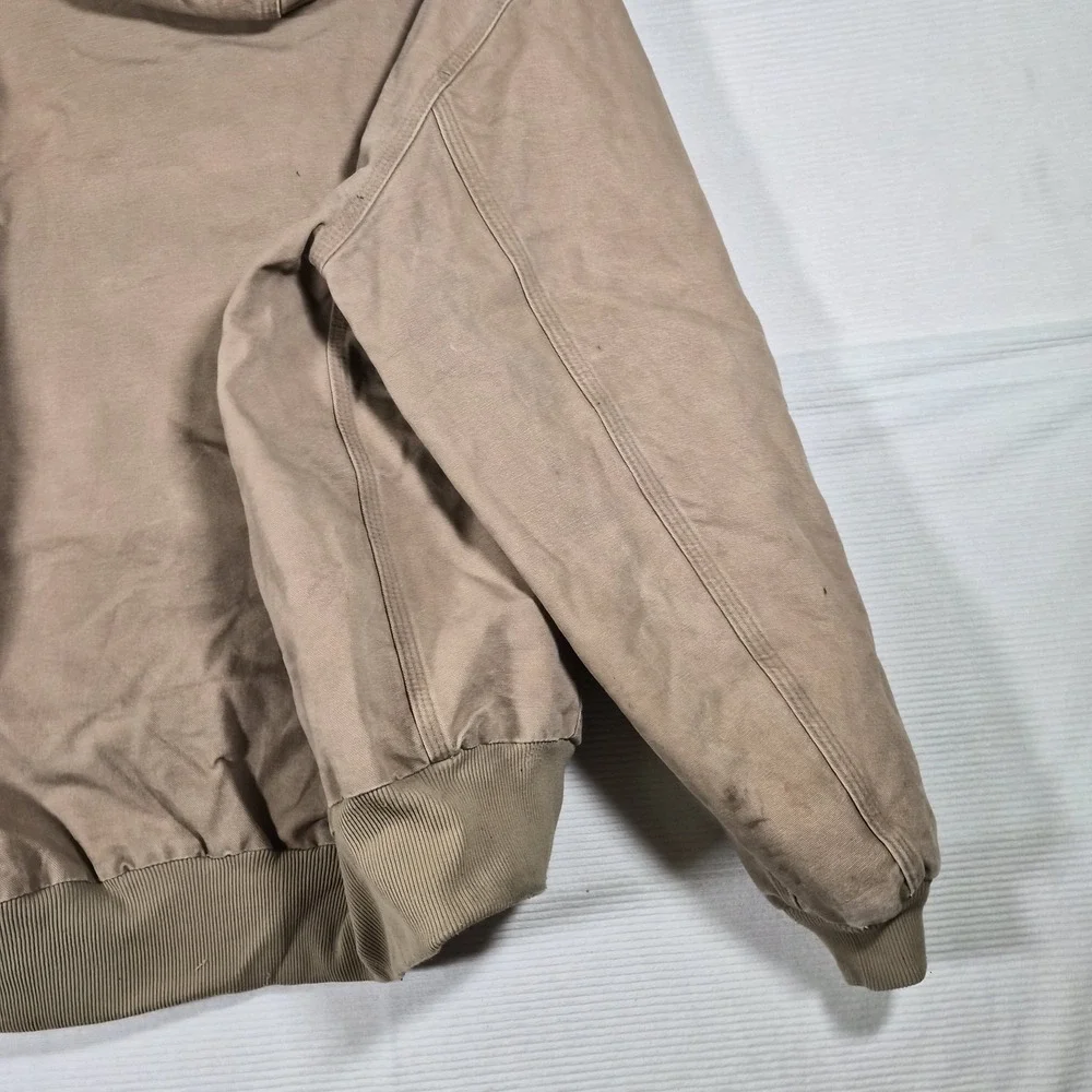 Carhartt J208 CML Hooded Duck Canvas Work Jacket Tan Brown XL Regular Distressed